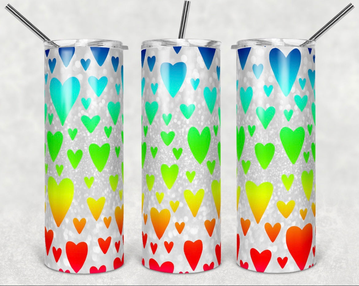 Glitter Rainbow Hearts