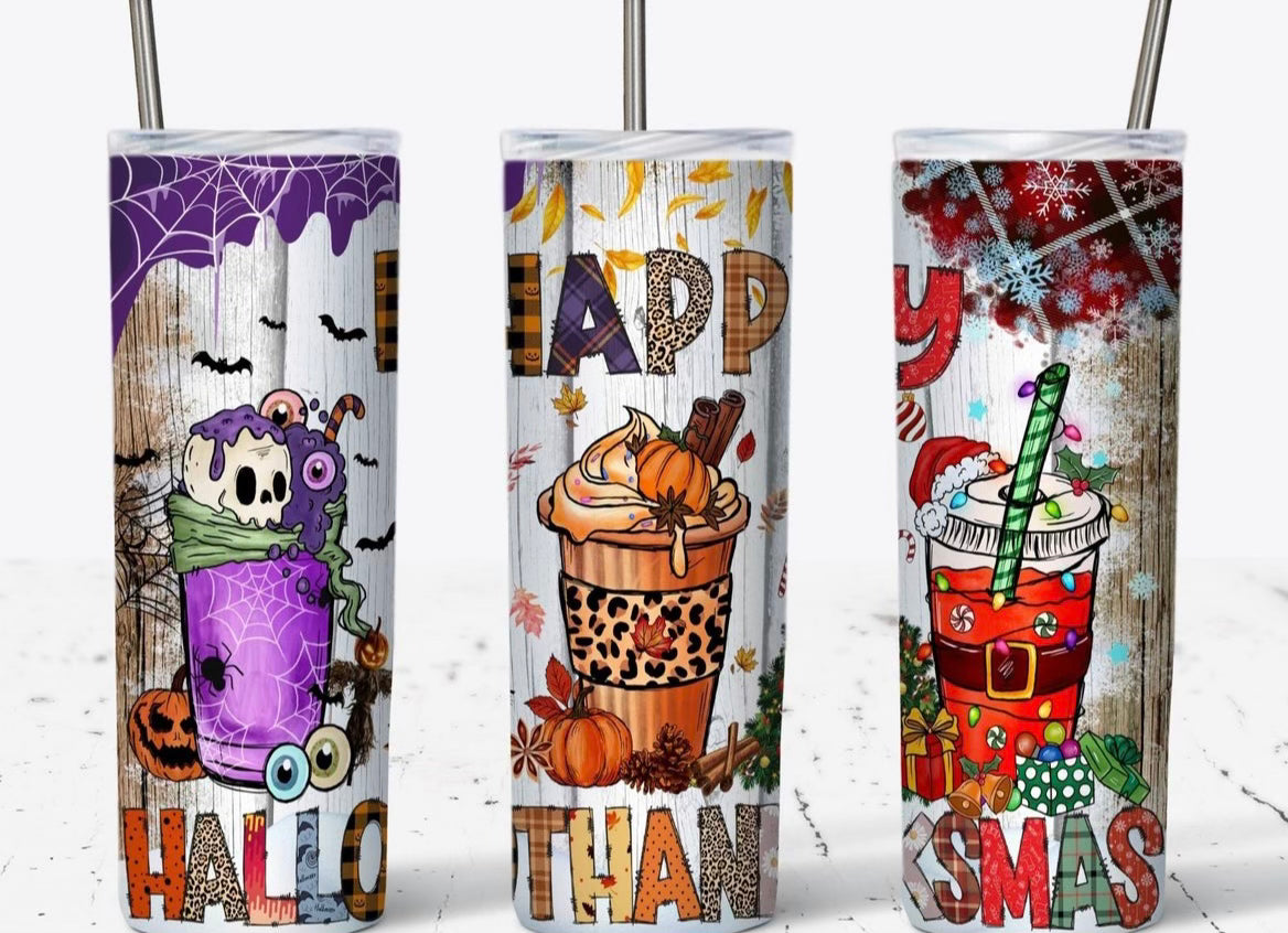 Happy HalloThanksMas Tumblers