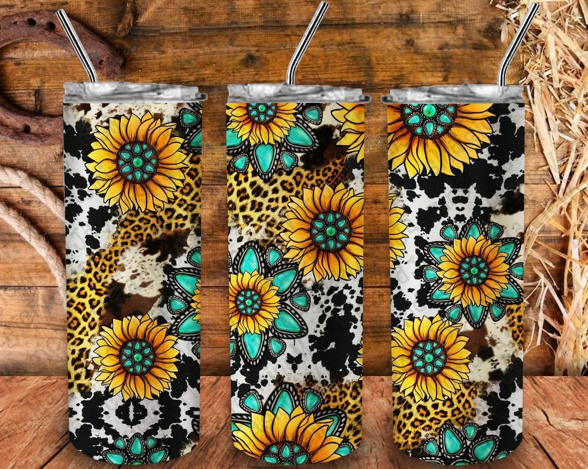 Sunflowers and Cow Print