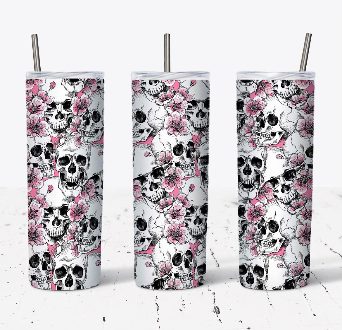 Skulls and Pink Flowers